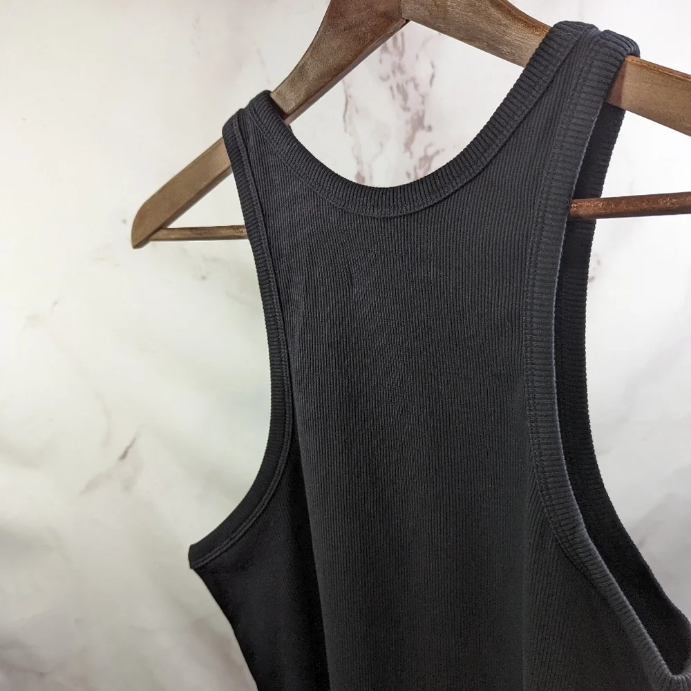 Everlane Tank Top Black The Rib Cutaway Organic Cotton High Neck - Picture 11 of 11